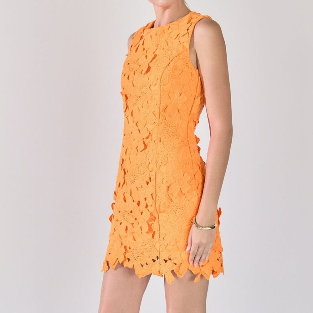 Endless Rose Anthropologie Cocktail Floral Embroidered 3D Lace Mini Dress Size S - Picture 3 of 14